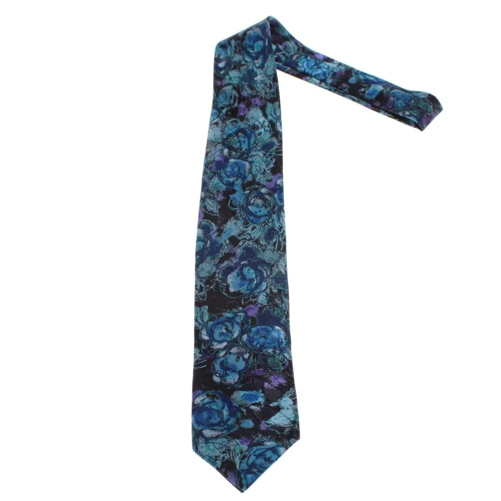 Italo Ferretti For Syd Jerome NWOT Neck Tie Blue Floral 100% Silk Made in Italy